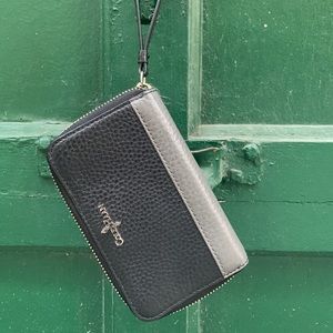 Black & Grey Leather Cole Haan Wristlet